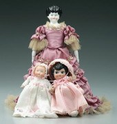Three dolls: Victorian with porcelain