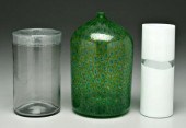 Three pieces modern art glass: bottle