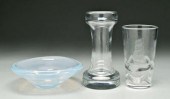 Three pieces modern art glass: barbell