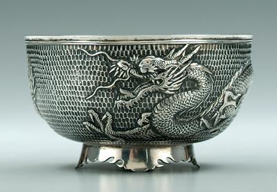 Chinese export silver bowl, round honeycomb
