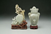 Two pieces Chinese carved hardstone: