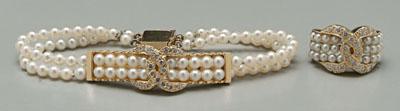 Pearl diamond bracelet ring  92347