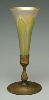 Tiffany art glass vase, trumpet shape