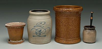 Four pieces pottery redware flowerpot 9203c