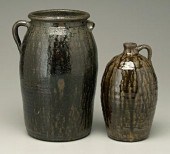 Lanier Meaders jug, churn, both with
