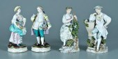 Two pairs porcelain figurines, both