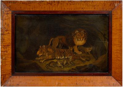 Folk art painting lion and tigress 925e6