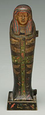 Miniature Egyptian style coffin, cold-painted