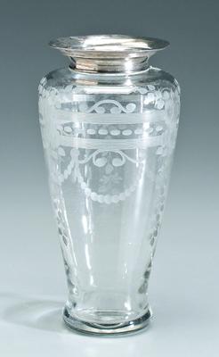 Hawkes silver mounted vase fine 927cb