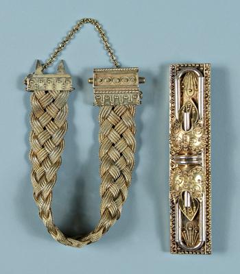 Etruscan Revival gold pin bracelet  927df