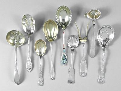 Nine pieces assorted silver flatware  92800