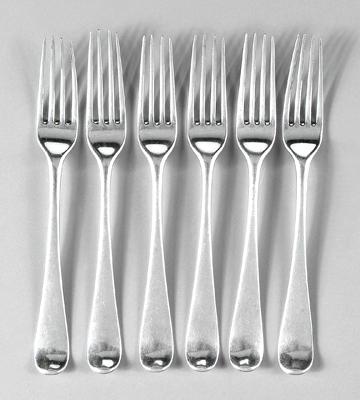 Six George III English silver forks  9283d