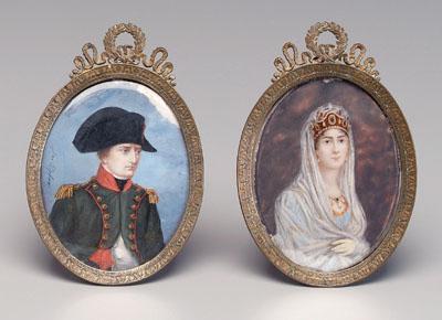 Pair Napoleonic miniature portraits  92d6e