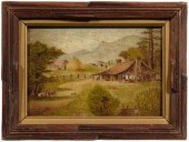 Folk art painting farmhouse with 92dd9