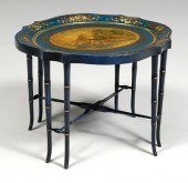 Painted toleware tray table cartouche form 92f3c