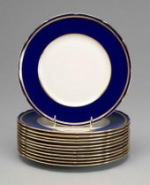 Set of 12 Lenox plates: rich cobalt