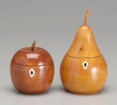 Pear, apple tea boxes: lidded pear-shaped