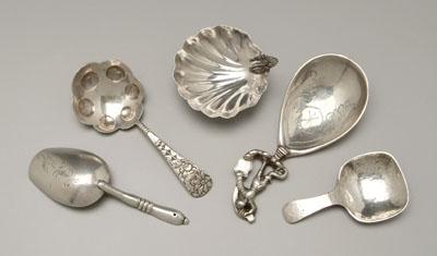Four silver caddy spoons one Gorham 92f83