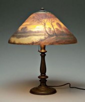 Handel reverse painted lamp, cast metal