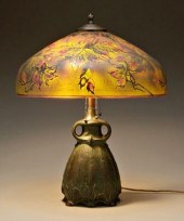 Pittsburgh reverse painted lamp, cast