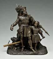 Continental bronze figural group, William
