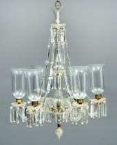 19th century six-light gas chandelier,