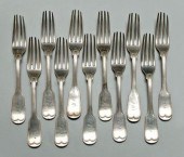 South Carolina coin silver forks, fiddle