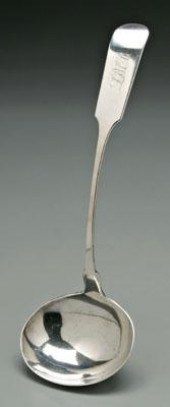 Charleston coin silver ladle, downturned