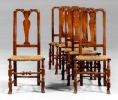 Set of six New England Queen Anne chairs: