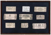 Nine pieces Confederate currency: three