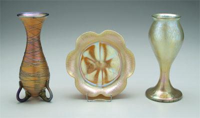 Three pieces art glass amber vase 93953