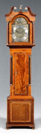 Georgian inlaid tall case clock, case