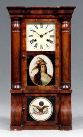 Seth Thomas two-door shelf clock, mahogany
