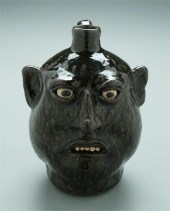 Lanier Meaders stoneware face jug, runny