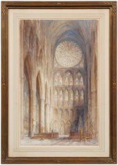James Alphege Brewer watercolor, cathedral