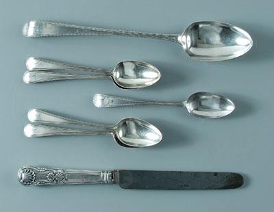 Seven pieces English silver flatware  93aff