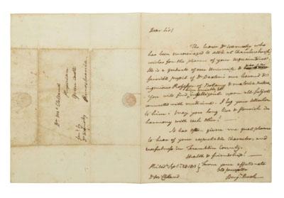 Benjamin Rush autograph letter  9389a
