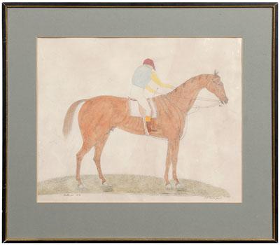 Folk art equestrian watercolor  938b6