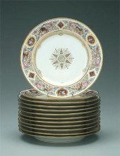 Set of twelve Sèvres plates: transfer