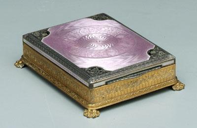 Enameled silver box lavender guilloche 93f0c