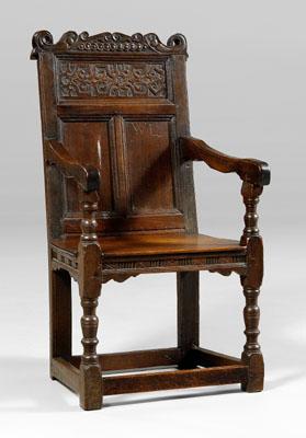 17th century carved oak great chair, oak