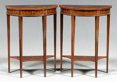 Pair Adam style demilune side tables  9421f
