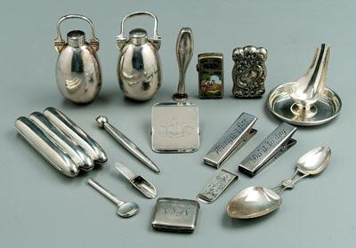 Sixteen silver accessories: sterling