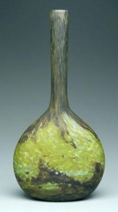 Daum Nancy vase, mottled moss green