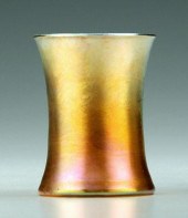 Tiffany vase, iridescent gold and pink,
