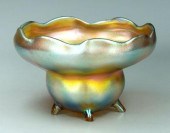 Tiffany glass footed bowl iridescent 93f6e