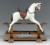Finely carved rocking horse, white painted