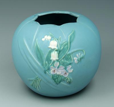 Weller vase, bouquet of flowers, matte blue