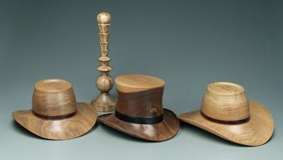 Three wooden hats turned from 9452f