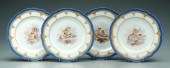 Four Sevres plates: scalloped gilt and
